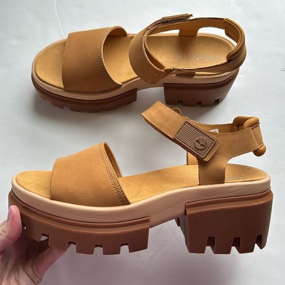 Timberland Shoes - NWOB Timberland Chunky Women's Everleigh Ankle Strap Sandals in Wheat Size 9